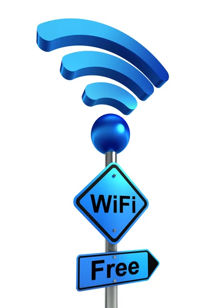WiFi niebieski znak drogowy — Zdjęcie stockowe