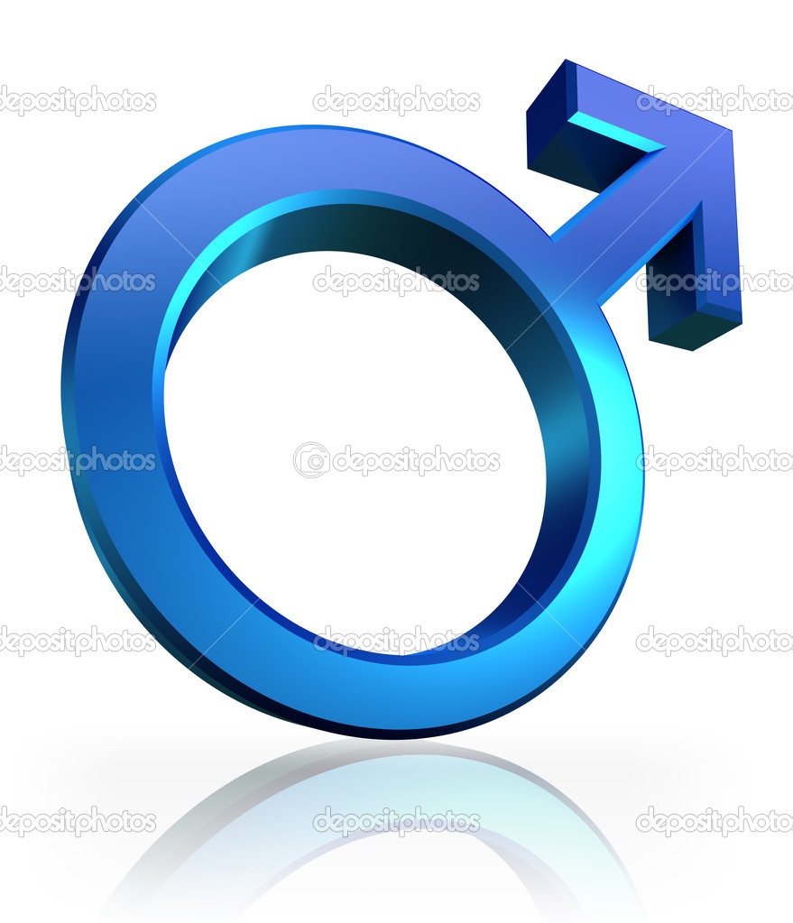 male blue symbol 3d on white background