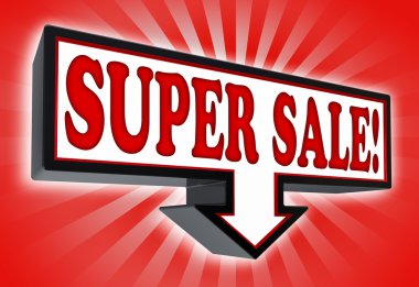 süper satış pricetag ok işaretiyle