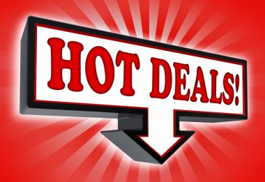hot deals money red and black arrow sign clipart