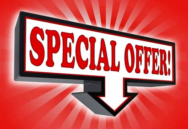 Special offer sign with arrow down — Stock Photo, Image