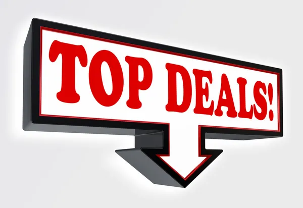 Top-Deals rotes und schwarzes Pfeilschild — Stockfoto