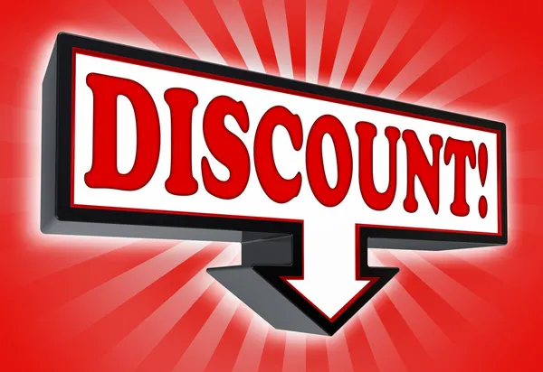 Discount red and black arrow sign — Stock Photo, Image