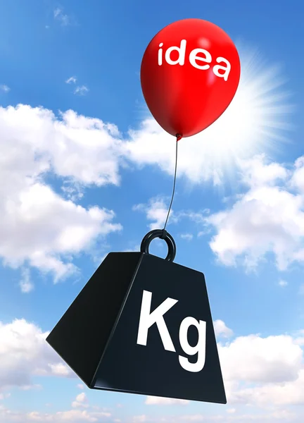 Idea sign on red balloon lifting weight — Stock Photo, Image