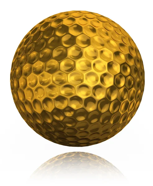 Bola de golfe dourado no fundo branco — Fotografia de Stock