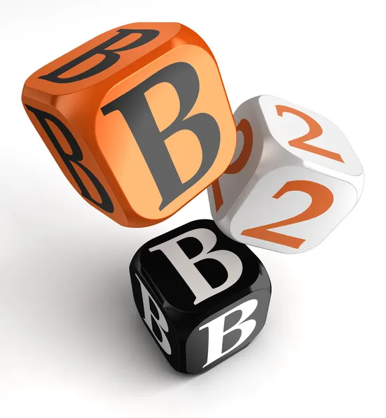 B2B orange svart tärning block — Stockfoto