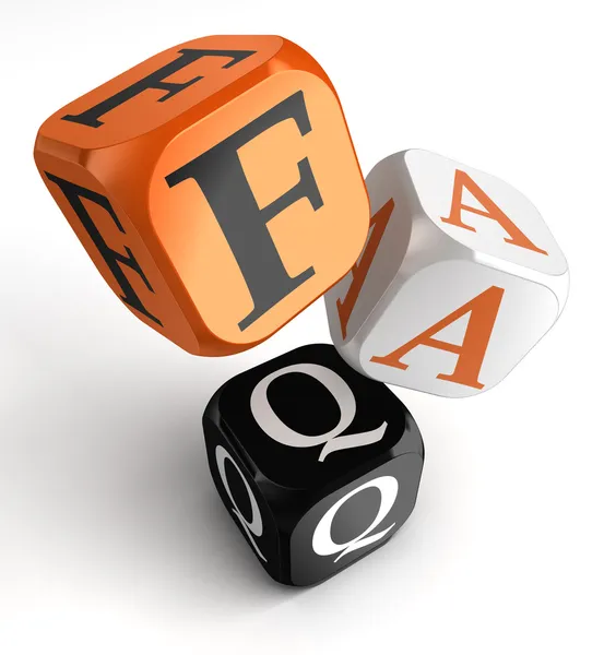 Faq orange black dice blocks — Stock Photo, Image