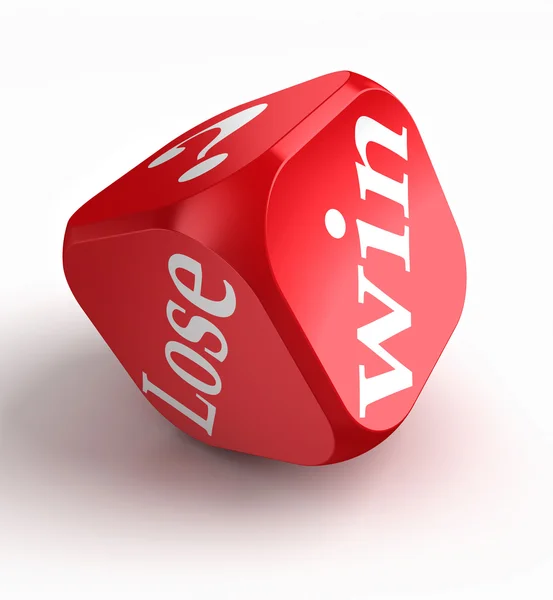 Win lose question mark red dice — Stock Photo, Image