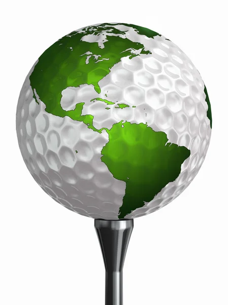 North and south america on golf ball — Stock Photo, Image