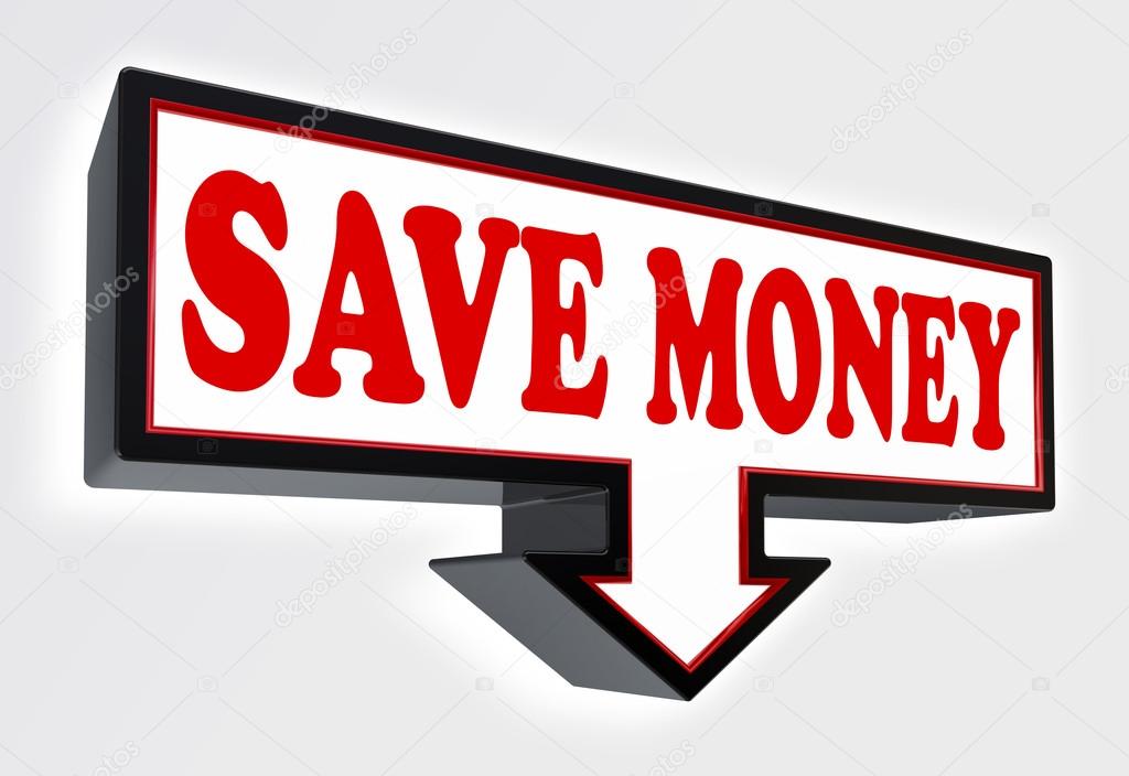 save money red and black arrow sign