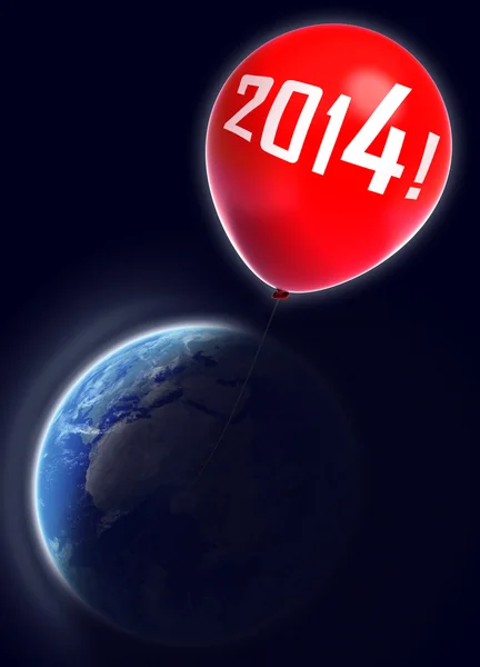 New year red balloon in space — Stock Photo, Image