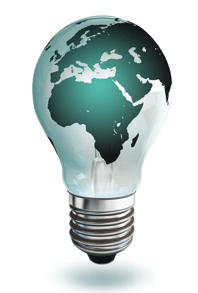 Africa and europe continent light bulb — Stock Photo, Image