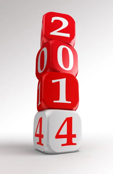 Nieuwe jaar 2014 3d rood en wit vak toren — Stockfoto