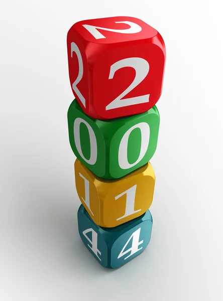 Ano novo 2014 torre de dados coloridos — Fotografia de Stock