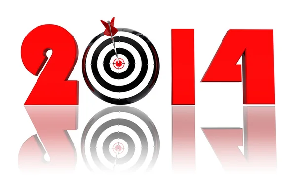 2014 yeni yıl ve kavramsal hedef — Stok fotoğraf