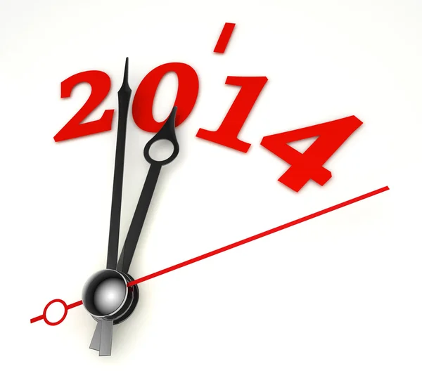Nový rok 2014 koncepce hodiny ruce záběr — Stock fotografie