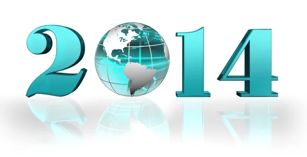 Nieuwe jaar 2014 blauwe glazen bol — Stockfoto