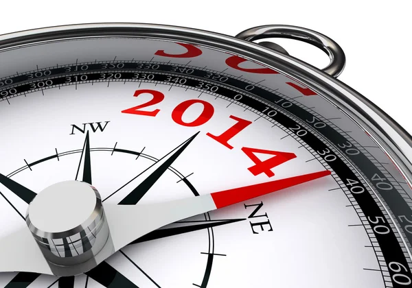 Nowy rok 2014 wskazanych przez pojęciowy kompas — Zdjęcie stockowe
