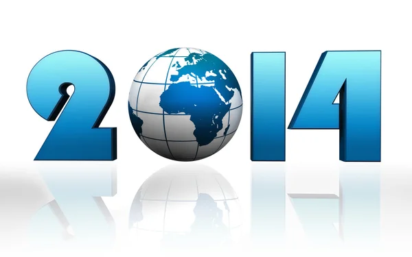 Nouvelle année 2014 globe bleu — Photo