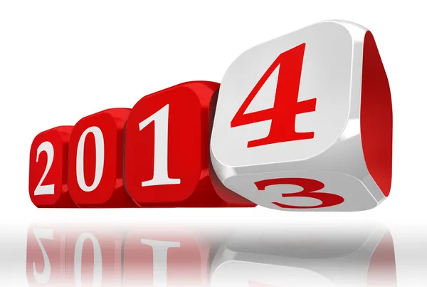 Új év 2014 kocka blokk — Stock Fotó