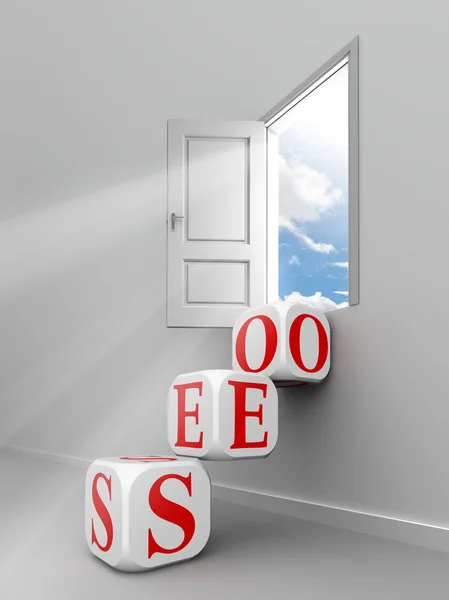 Seo red word blocks to open door — Stock Photo, Image