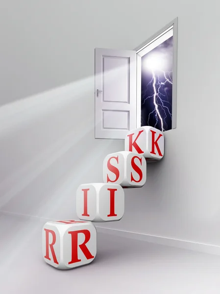 Risk red word blocks stair in room — Stock Photo, Image