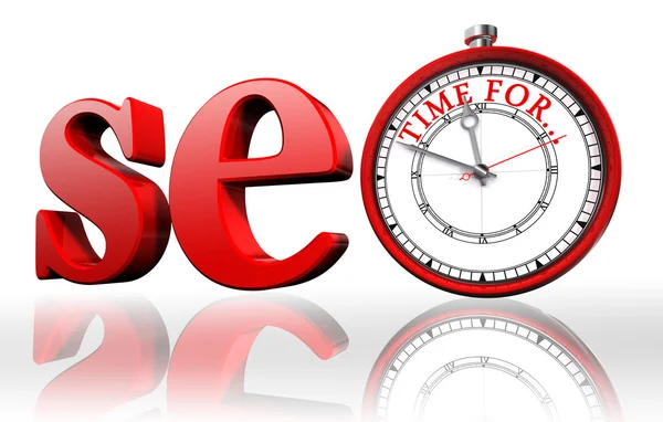 Seo red word and clock — Stock Photo, Image