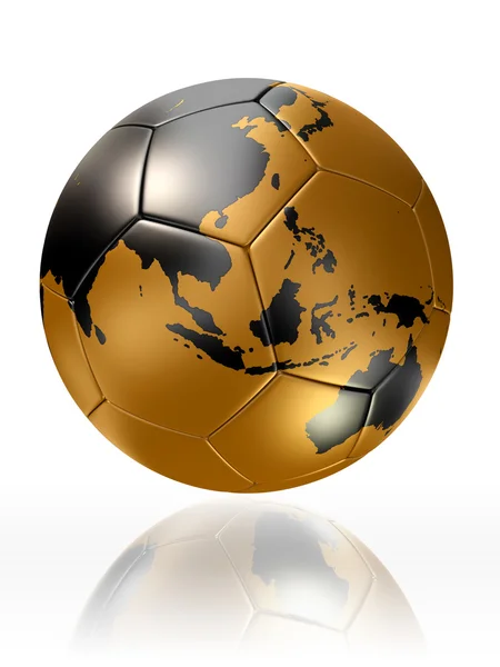 Золото футбол м'яч глобус світ карта Азія Австралія — стокове фото