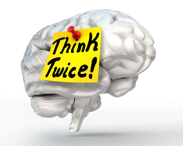 Think twice brain conceptual image — Stock Photo, Image