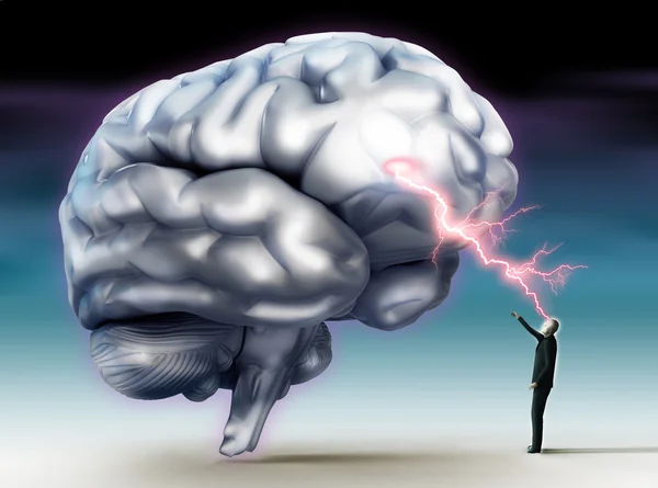 Brainstorm conceptual image with human brain — Stock Photo, Image