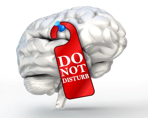 Concentrate concept do not disturb red sign on human brain — Stock Photo, Image