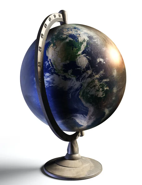 Earth desktop metal globe show american continent — Stock Photo, Image