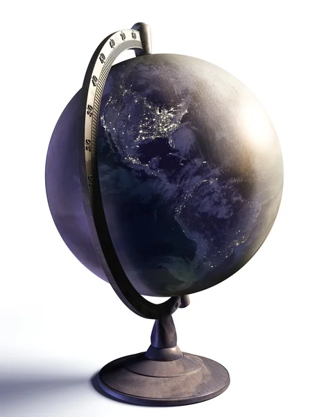 Desktop globe with night lights of american continent — Stock Photo, Image