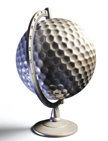 Conceptuele afbeelding van het bureaublad wereldbol van golf-bal — Stockfoto