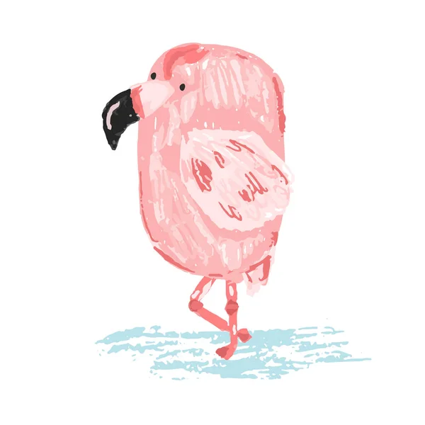 Roztomilý náčrt ručně kreslené barvy flamingo ilustrace — Stockový vektor