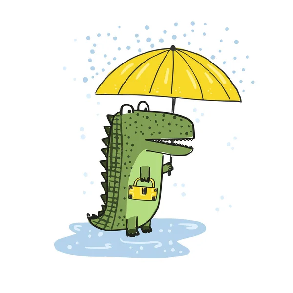 Roztomilý náčrtek ručně kreslené krokodýlí ilustrace — Stockový vektor
