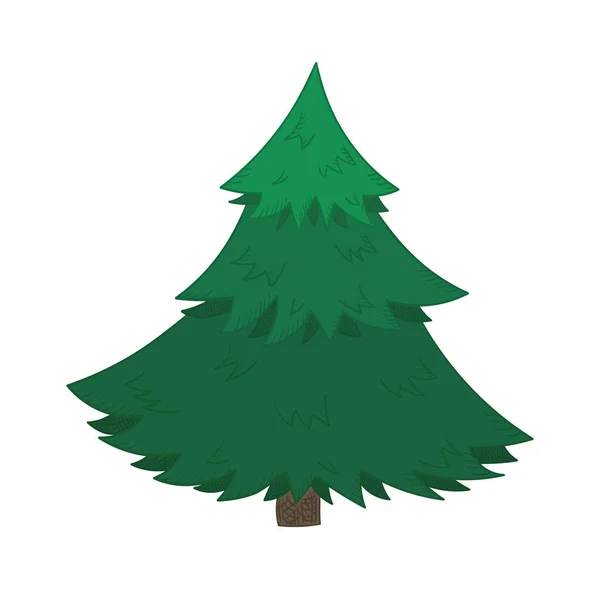 かわいい漫画明るいクリスマスモミの木 — ストックベクタ