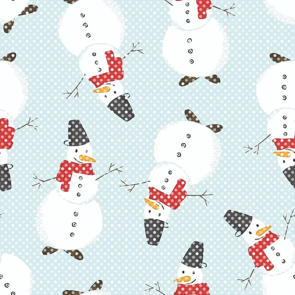 Kardan Adam ile Sevimli vektör Noel deseni — Stok Vektör