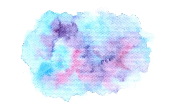 Jasnoniebieska, turkusowa i różowa plama akwareli — Zdjęcie stockowe
