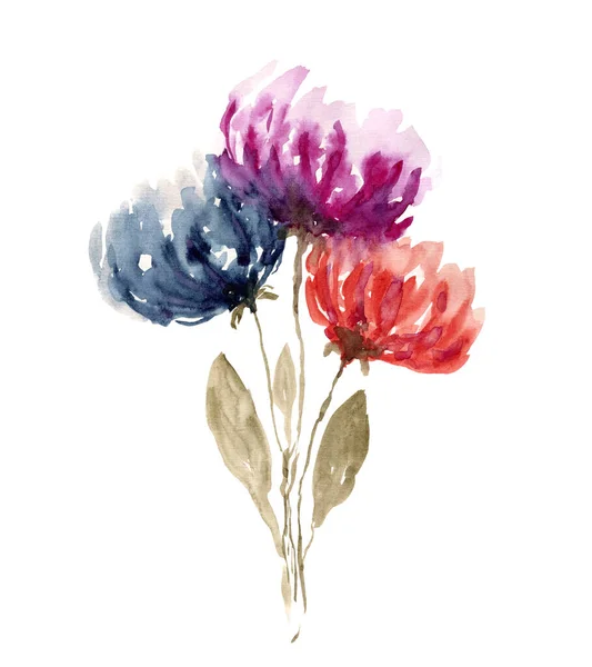 Nefis soluk renkler suluboya çiçek buketi — Stok fotoğraf