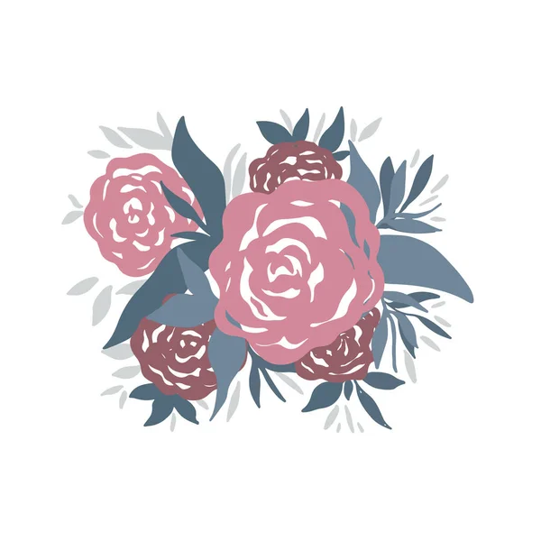 繊細な水彩クラレットカラーのバラの花束 — ストックベクタ