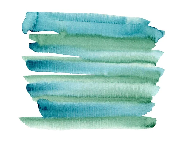 Parlak yeşil ve mavi suluboya fırça darbeleri — Stok fotoğraf