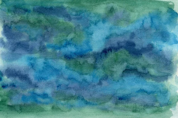 Dark blue and green watercolor background — Stockfoto