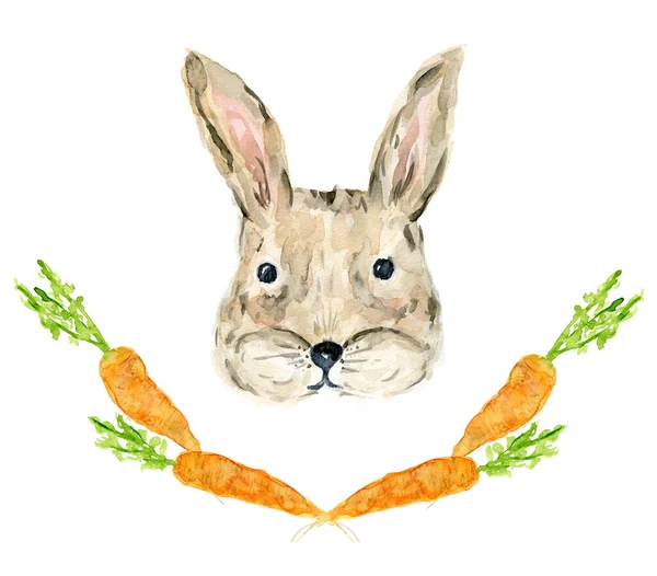 Söt handritad akvarell kanin illustration — Stockfoto