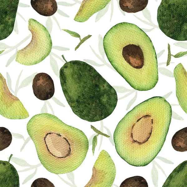 Симпатичный рисунок акварелью зеленый авокадо — стоковое фото