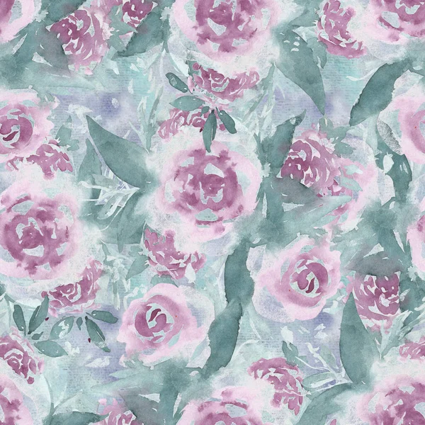 Delicate aquarel claret kleur rozen patroon — Stockfoto