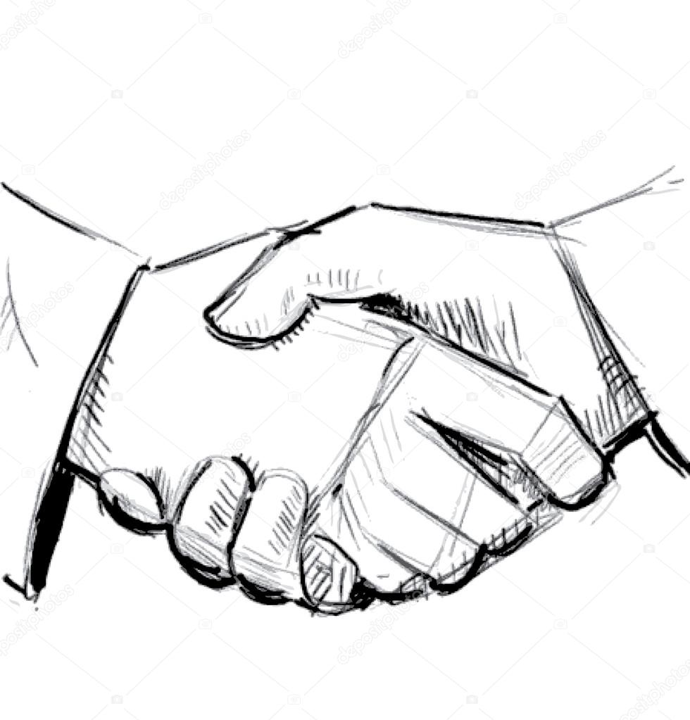 Business hand shake between two colleagues.