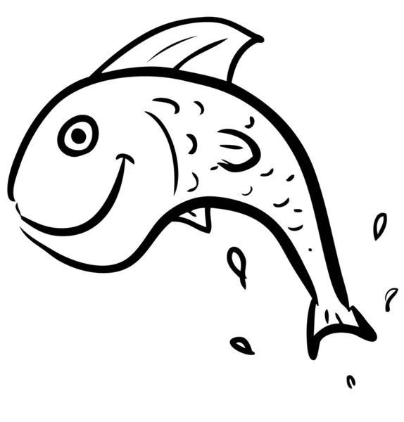 Рыба прыгает улыбаясь персонаж . — стоковый вектор