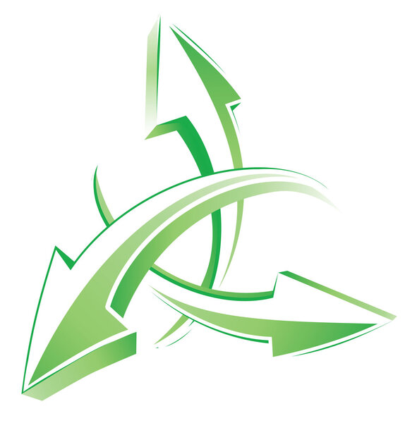 Arrows 3d web white and green gradient.