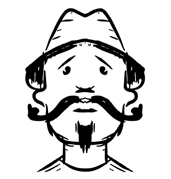 Homem rosto com bigodes . — Vetor de Stock